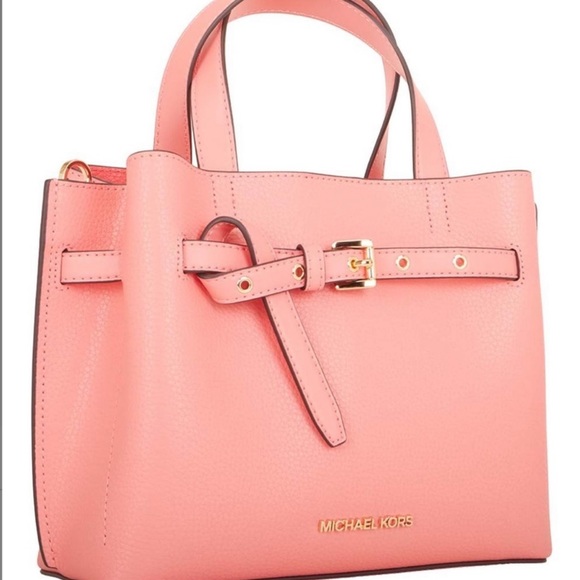 NWT Grapefruit Buckle Accent Michael Kors Leather Satchel - Picture 1 of 3